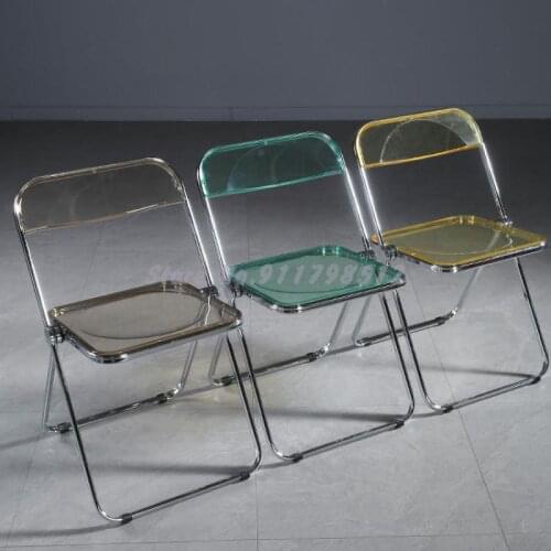 Transparent chair Nordic folding acrylic dining chair household simple makeup chair ins net red photo crystal stool