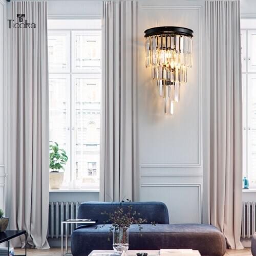 Tiooka Luxurious Shine K9 Crystal LED Wall Light Home Bedroom TV Background Stair Dining Room Decoration Lighting Wall Sconces
