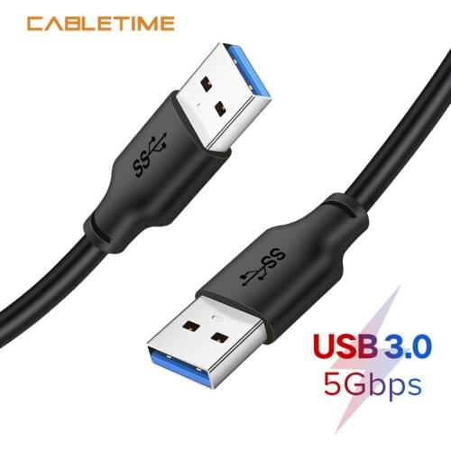 CABLETIME USB to USB Male Extension Cable Type A Male USB 3.0 Extender for Radiator Hard Disk Webcom USB 3.0 Cable N312