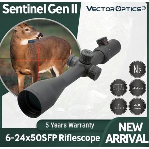 Vector Optics Gen2 Sentinel Hunting 6-24x50 E Target Shooting Riflescope Illuminated with Scope Side Focus Mount Sunshade