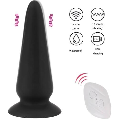 Vibrating Butt Plug Suction Cup 10 Speeds G-spot Prostate Massager Wireless Remote Control Anal Vibrator Silicone Adult Products