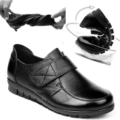 EAGSITY Leather shoes for Women casual comfortable soft slip on outdoor walking driving work ladies shoes sneaker flats