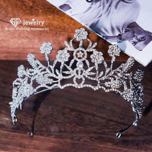 CC Crown for Women Hairband Luxury Bridal Jewelry Wedding Hair Accessories Bride Pageant Hairwear Flower Shape Fine Gift HS24