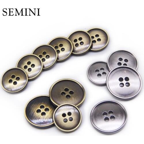 10pcs High Quality Metal Button Bronze Old Silver Vintage Sewing Button For Jacket Seweat Overcoat Garment Accessories DIY