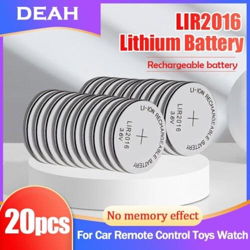 20PCS LIR2016 LIR 2016 3.6V Lithium Rechargeable Battery For Remote Control Watch Button Coin Cell Replaces CR2016 ML2016 BR2016