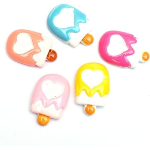 20Pcs Mixed Ice Cream Resin Decoration Crafts Flatback Cabochon Embellishments For Scrapbooking Beads Diy Accessories