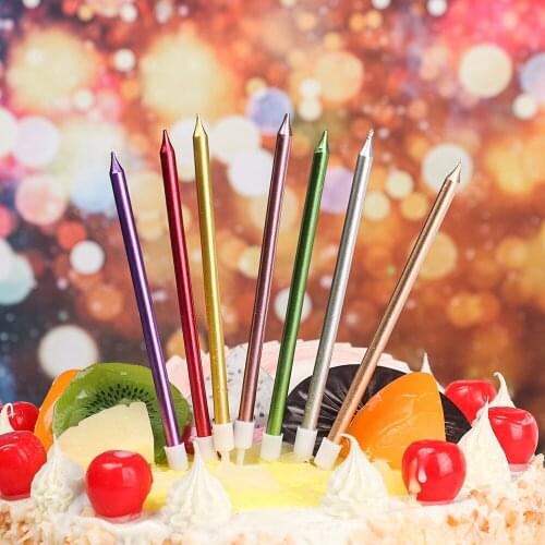 6Pcs Multicolor Safe Flame Long Pencil Candles Birthday Cake Topper Cupcake Ornament Wedding Party Supplies Home Decoration