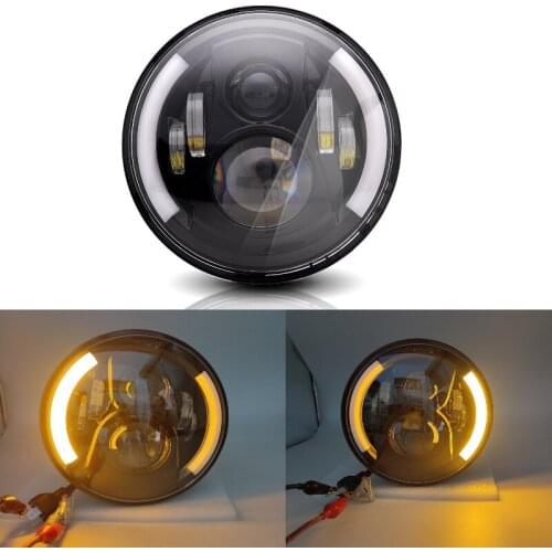 7inch Round LED Headlight Hi Low Beam Headlamp DRL Left Right Turn Signal for 7inch Motorcycle Lights for Cafe Racer Bobber