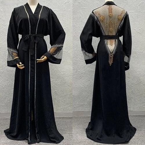 Africa Dress African Dresses for Women Dashiki Luxury Mesh Diamond Abaya Dubai Muslim Dress Ramadan Kaftan Kimono Islam Clothing
