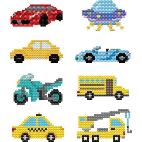 Diamond Painting Stickers Kids 5D DIY Art Craft Cartoon Car UFO Painting with Diamonds Paint by Numbers for Children Toys
