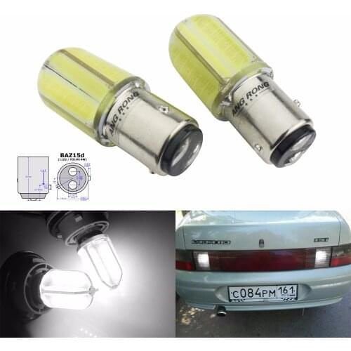 ANGRONG 2x P21/4W BAZ15d 566 LED Bulb 8W COB Rear Fog Tail Brake Light Lamp Offset Pins(CA319)