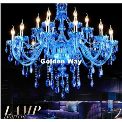 Free Shipping Blue Crystal Crystal Lighting European Crystal Chandelier Lustre de Crustal Light Home Decor K9 Crystal Chandelier