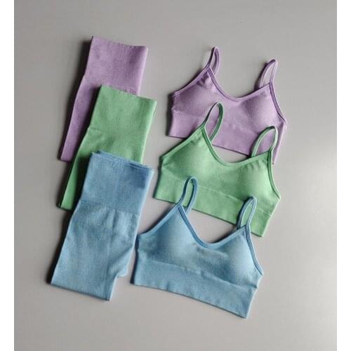 Seamless Yoga Set Two Piece Women Gym Suit Clothes Fitness Workout Leggings Sports Bra Sportswear Women Crop Tops + Shorts Sets