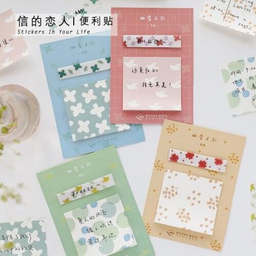 Lotus Leaf Four Seasons Colorful Series Memo Pad Sticky Notes Memo Notebook Stationery Papelaria Escolar School Supplies