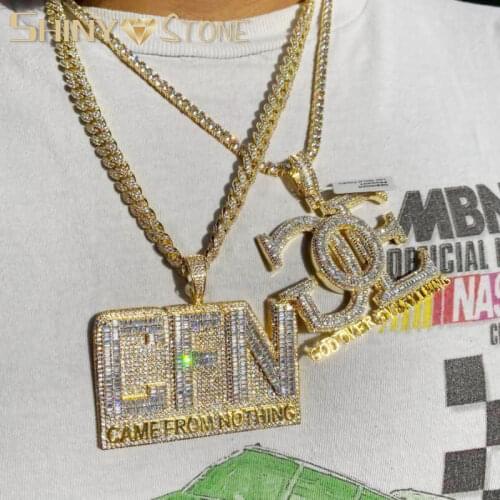 Hip Hop Ice Out Rope Chain New Design Bling Cubic Zirconia Letter Came From Not Thing Pendant Personality Trend Fashion Necklace