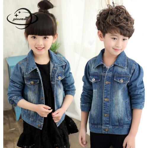 Kids Jackets Spring Autumn Boys And Girls Coats Clothing Long Sleeves Lapel Button Cowboy Childrens Outerwear Clothes H48