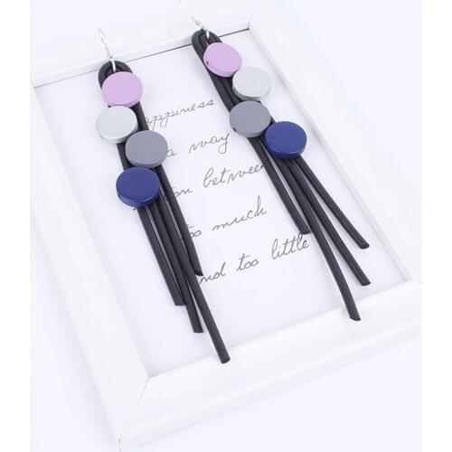 JID Bohemia Long Tassel Earrings For Female Rainbow Wood Beads Drop Earrings Aesthetic Rubber Designer Jewellery 2021 Trend Gift