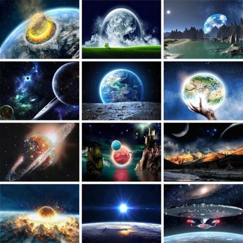 GATYZTORY 60x75cm Frame Space Painting By Numbers Landscape On Canvas Pictures By Numbers Home Decoration DIY Minimalism Style