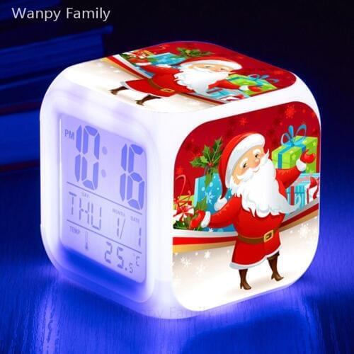 Pretty Christmas Alarm Clock 7 Color Glowing LED Digital Alarm Clock For Kids Christmas Gifts Multifunction Electronic Clock