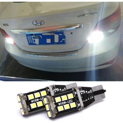 2x T15 W16W 912 921 White LED Lamp Backup Reverse Light Lamp For Hyundai IX35 IX25 Santa Fe Sonata 9 Tucson 2015 2016 2017
