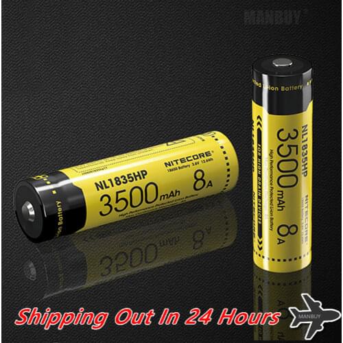Top sales Nitecore NL1835HP High Performance 18650 3500mAh 3.6V 12.6Wh 8A Protected Li-ion Button Top Battery High Drain Devices
