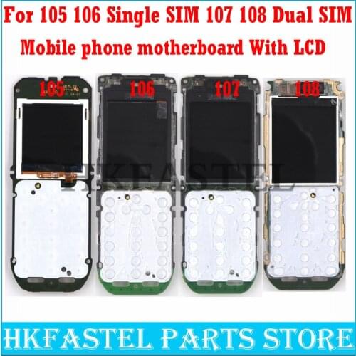 HKFASTEL Motherboard For Nokia 105 106 Single SIM 107 108 Dual SIM Replace Mobile Phone Motherboard With LCD Display Screen