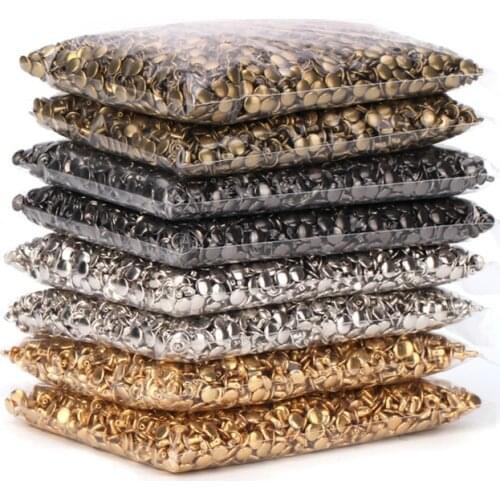 100Sets Metal Double Cap Rivets Studs For Leather Craft Repair,Antique Brass/Silvery/Gun Black/Golden