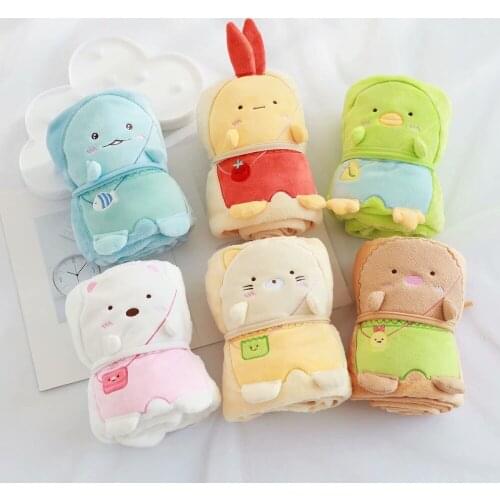 Cute Corner Creature Flannel Blanket Portable Office Nap Blanket Plush Toy Gift Blanket For Kids 100*75CM