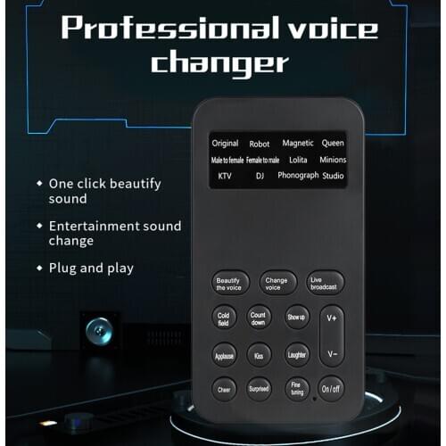 Mini Voice Changer Sound Effects Machine Audio Card 8 Fixed Sound Changer Noise Reduction for Live Streaming Broadcast Singing