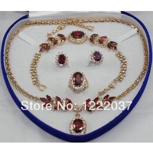 Bridal Fashion Jewellery Womens Set Zirconia Necklace Earring Ring Bracelet