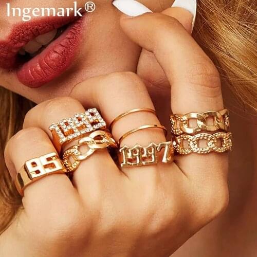 Ingemark Luxury Crystal Infinity Rings Set For Women Girls Twisted Ring Couple Gold Color Engagement Wedding Jewelry 2020 New