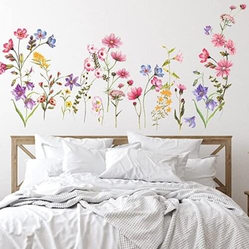 Wall Sticker 2pcs Pvc Living Room Bedroom Dining Room Color Flower Wall Sticker Background Decoration Sticker