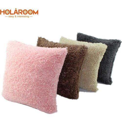 Soft Plush Cushion Cover Pure color Chair Decor Cushion Covers Hairy Pillows case For Sofa Car Hotel Home Decor 40cm/45cm/50cm