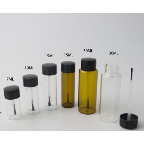 New 30 X 7ml 10ml 15ml Clear/Amber Nail Polish Bottle Makeup Tool Glass Container Empty Cosmetic Tubular Bottles
