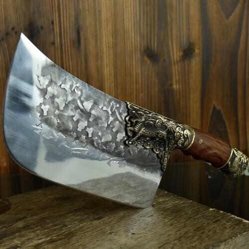 Cleaver Knife 8.5 Inch Handmade Forged Chef Knife 7CR17 Stainless Steel Full Tang Kitchen Butcher Chopper Meat Boning Knife