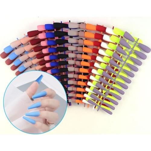 Solid Color Matte Super Long Coffin False Nail Ballet Press On Nail Tips For Nails Art Artificial Fingernails Fake Manicure Tool