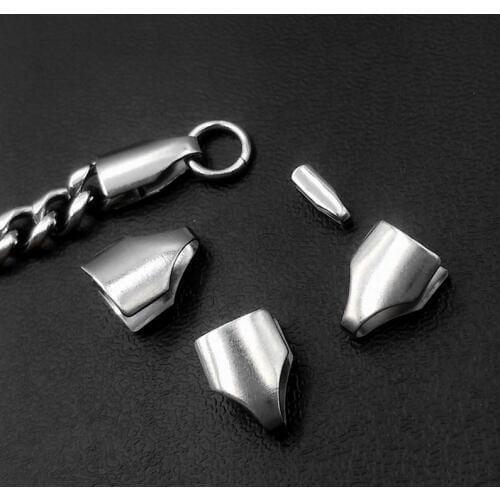 Stainless Steel Flat Chain End Caps Connectors Weldable DIY Crafts Jewelry Accessories For Chain Bracelet Making Findings
