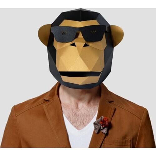 Pre Cut Paper Mask 3d Sunglass Gorilla Halloween Costume Cosplay DIY Paper Craft Model Mask Christmas