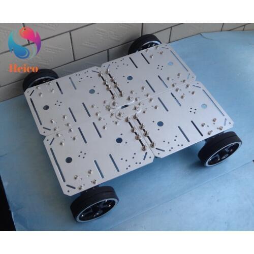 Robot Car Chassis With Aluminum Wheel Intelligent Motor Big Load Mobile Platform 400x300mm for DIY RC Robotic Car Model