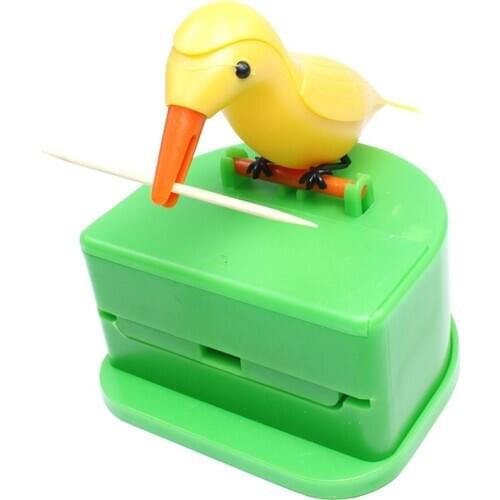 Cute Bird Toothpick Dispenser Automatic Bird Toothpicks Container Smart Gadgets Toothpick Holder Christmas Desk Decoration
