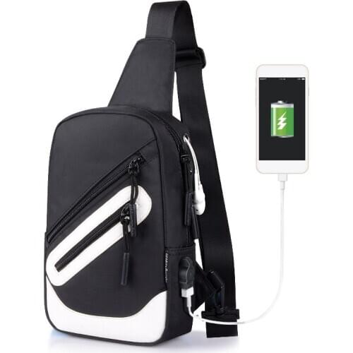 USB charging Mens Fashion sports Chest Bag Anti-theft Men Shoulder Bags Teenager Casual male Travel Pack Crossbody for men