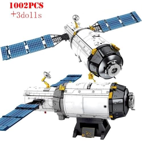 Technical Spacecraft Space Station Flight Rocket Building Blocks Shuttle Satellite Astronaut Figures Bricks Toys For Children