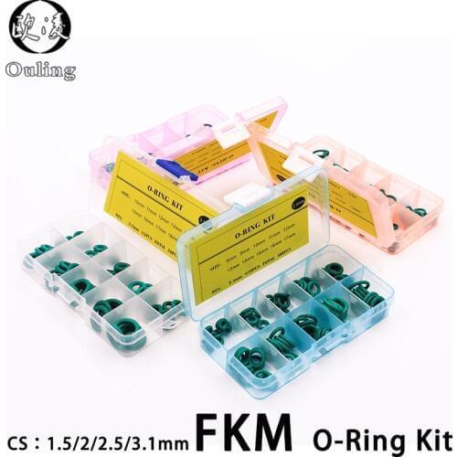Thickness 1.5/1.9/2.4/3.1/1.8/2.65mm Fluorine rubber Ring FKM O Ring Seal FKM Sealing O-rings oring set Assortment Kit Box