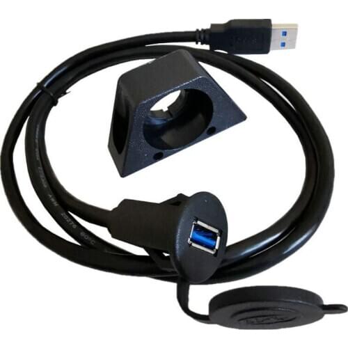 USB3.0 Flush Mount Cable, Round Single Port USB Male to Female Car AUX Mount Flush Panel Extension Cable for Car Truck Boat Moto