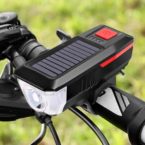 Bicycle USB Rechargeable 3 Modes Solar Light Horn Bike Headlight Cycling Lamp Bicycle Accessories Replacement Parts