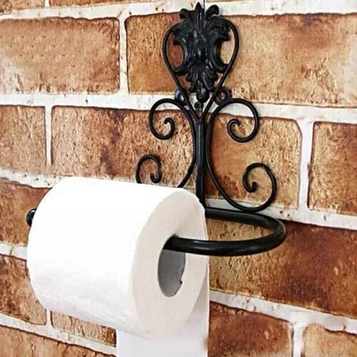 Vintage Classical Iron Toilet Paper Towel Roll Holder Bathroom Wall Mount Rack