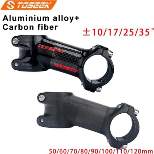 Toseek Carbon Bicycle Stem 10/17/25/35 Degrees Mountain Bike Stem Matte Glossy 31.8mm*70-120mm Bike Handlebar Stem MTB Part