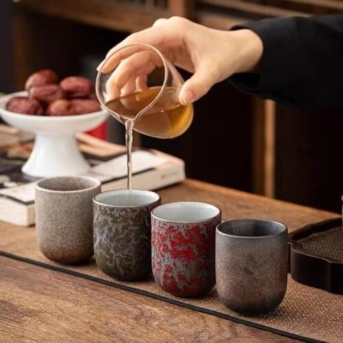 Japanese Water Cup Ceramic Retro Tea Cup Large Size TeaCup Household Drink Cup Straight Master Cup Retro Style Cup Teacups Bowls
