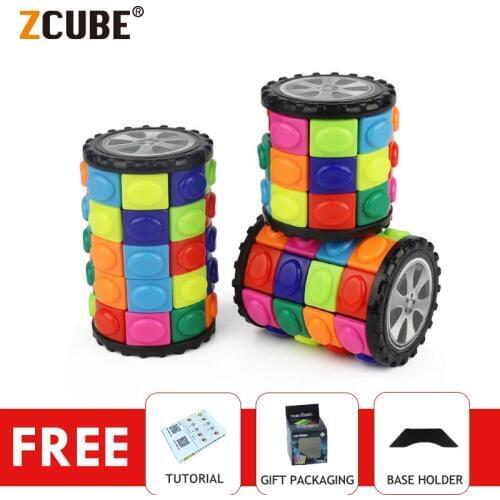 ZCube 3x3x3 4x4x4 5x5x5 Cylinder Magic Cube Rotate Slide Babylon Tower Stress Cube Puzzle Cylinder Sliding Puzzle Sensory Toy