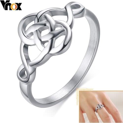 Vnox Interconnected Tie Shaped Rings for Women, Anti Allergy Stainless Steel Metal Finger Jewelry, Gifts for Her